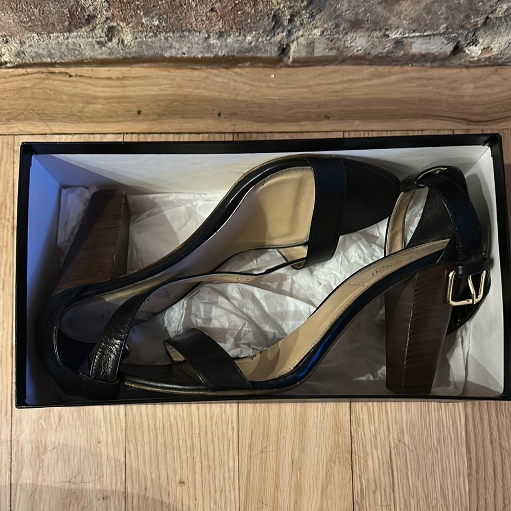 J.Crew Stacked heel black sandal